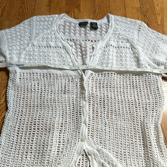 NorthCrest vintage white ramie/cotton blend crochet button cardigan size M - Picture 5 of 5